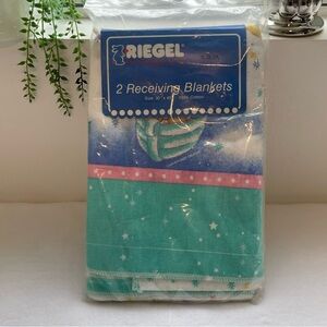 NWT Vintage Riegel Baby Receiving Blankets Teddy Bears Lamb Bunny USA